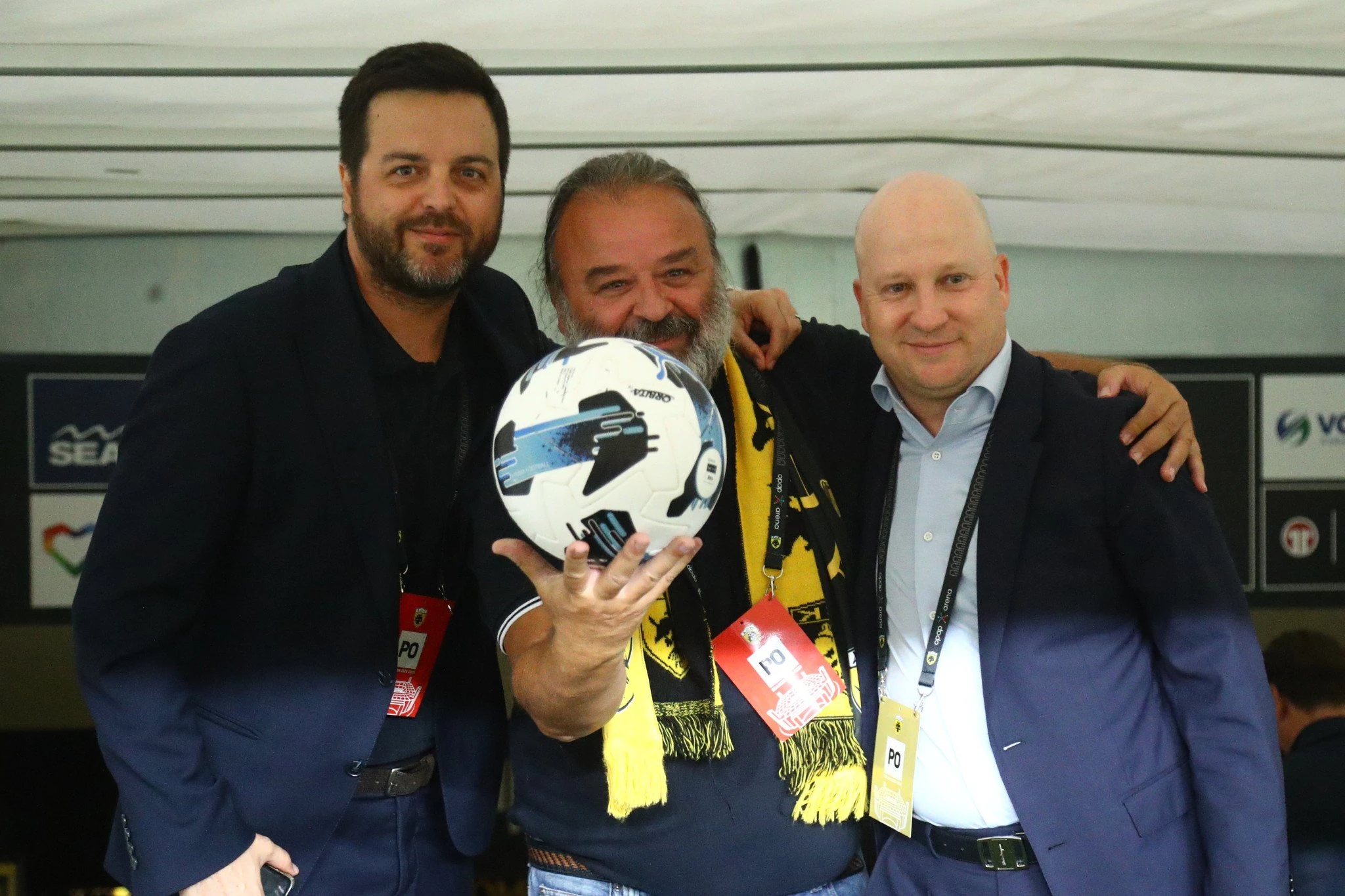 Ο Μάριος Ηλιόπουλος με τους  Χαβιέρ Ριμπάλτα και Μάρκο Νίκολιτς / Πηγή: Eurokinissi
