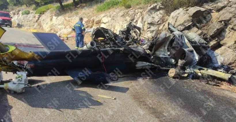 Το σημείο που κατέπεσε το ένα ελικόπτερο στην Ψάθα / Πηγή: Flash.gr