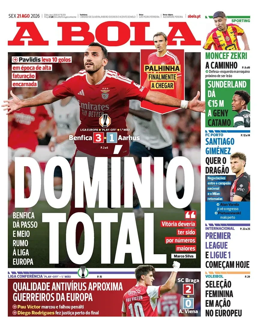 <b>Το πρωτοσέλιδο της A Bola για τον Βαγγέλη Παυλίδη</b>