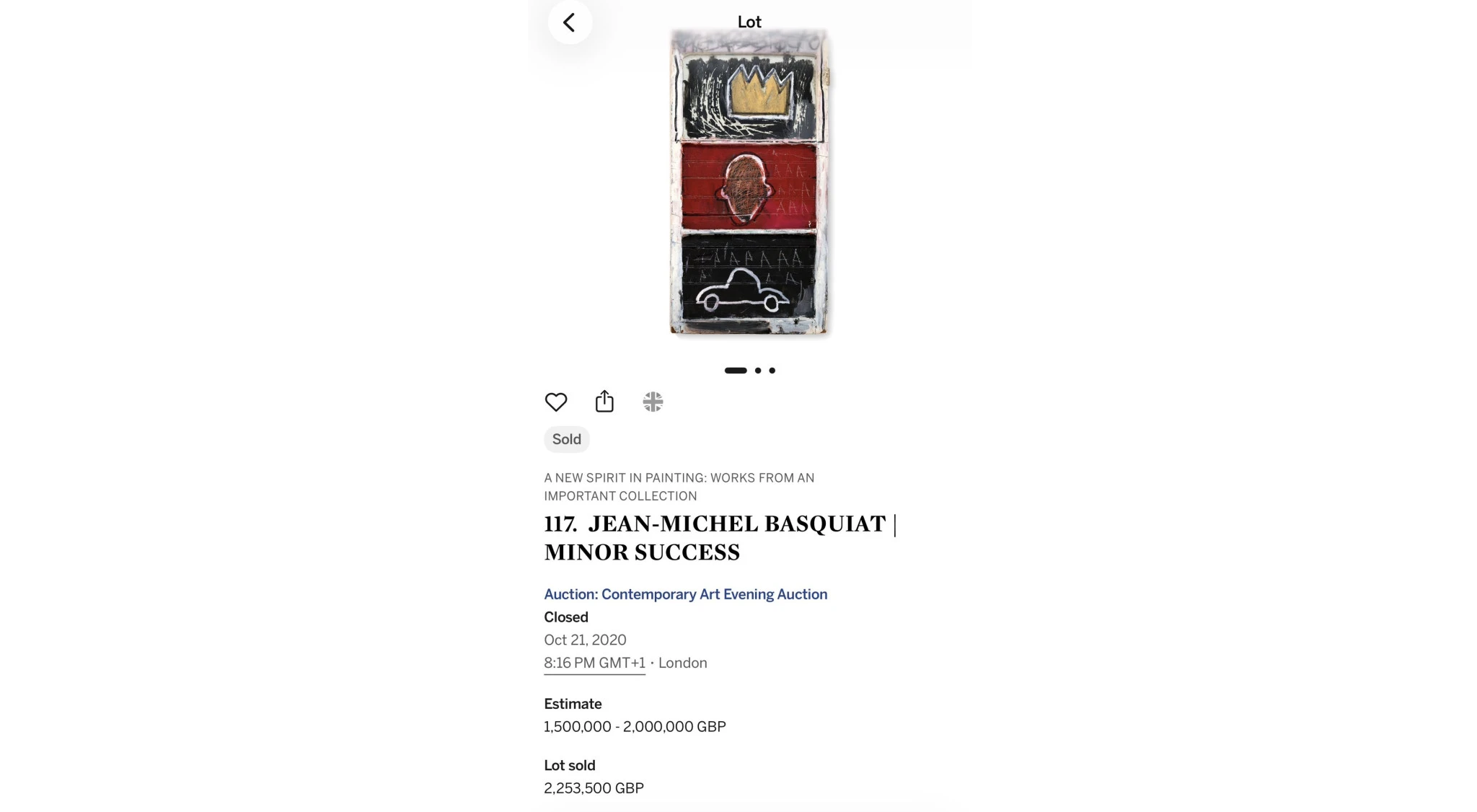 Τα στοιχεία της πώλησης του Minor Success στις 21 Οκτωβρίου 2020 στο Ηνωμένο Βασίλειο. Λείπει το όνομα του αγοραστεί. Προσθέστε:&nbsp;ΛεΜπρόν Τζέιμς.&nbsp;
