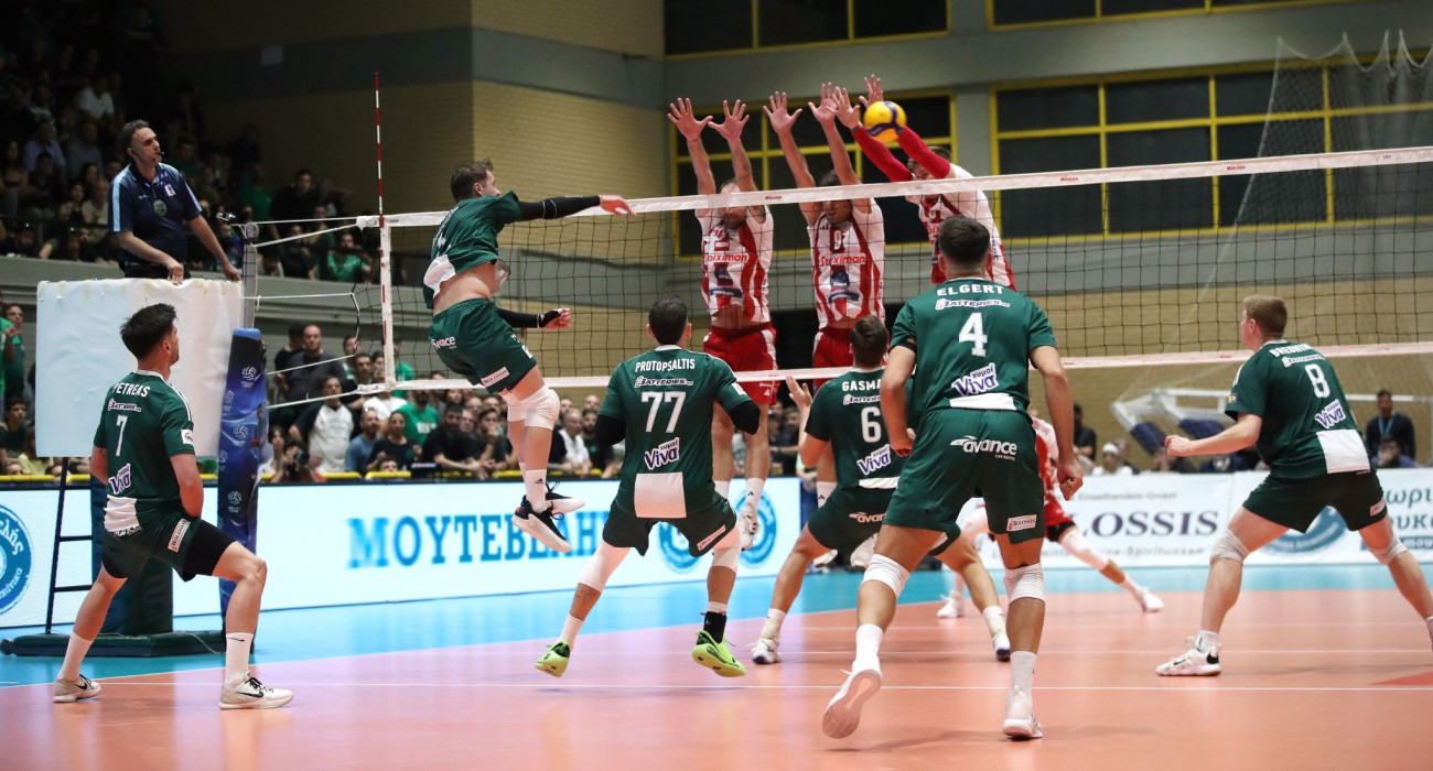 Ο 3ος τελικός της Volley League Ανδρών ανάμεσα σε Παναθηναϊκό και Ολυμπιακό στο Μετς / Πηγή: Intime