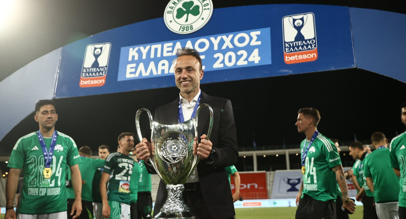 Ο Χρήστος Κόντης κατέκτησε ως υπηρεσιακός προπονητής το κύπελλο με τον Παναθηναϊκό το 2024 / Πηγή: Eurokinissi