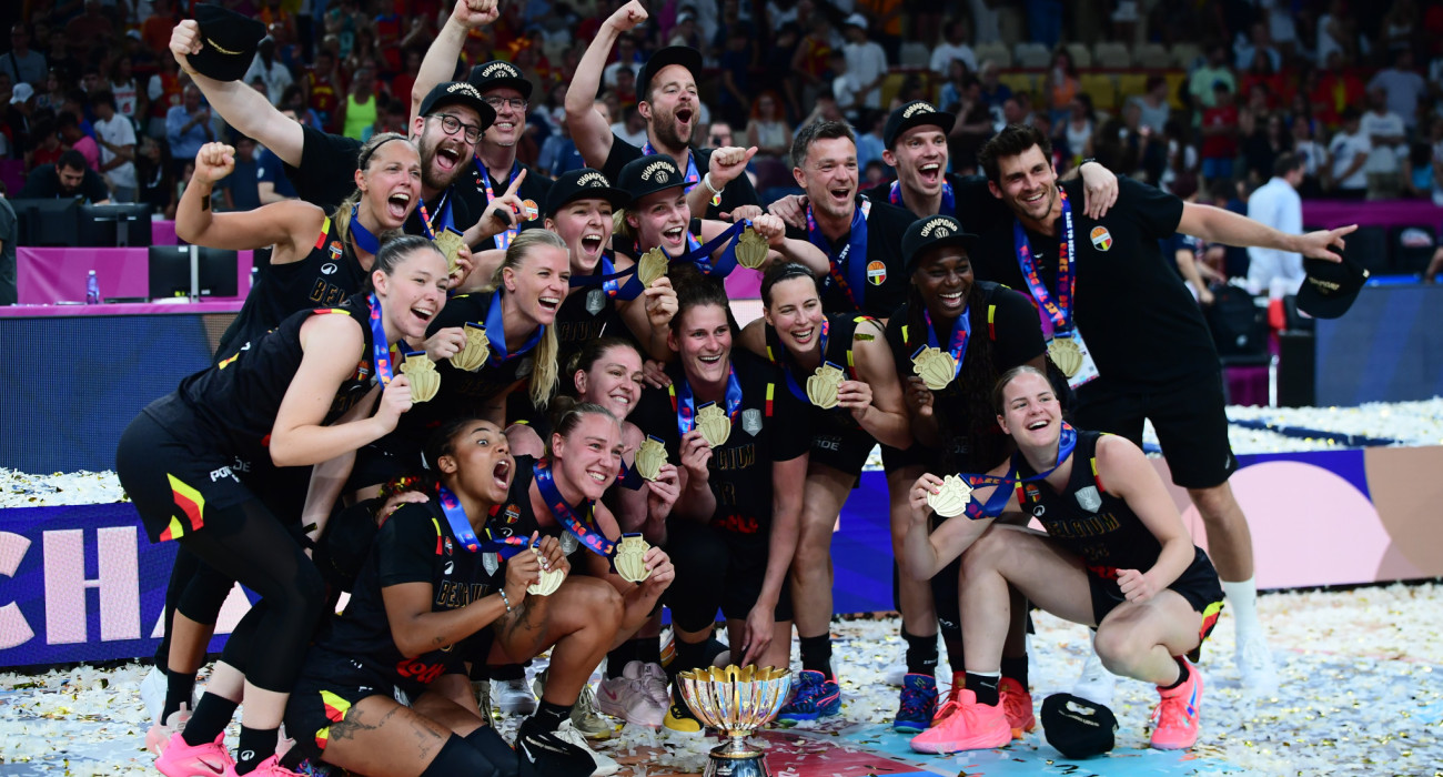 Η εθνική ομάδα του Βελγίου που κατέκτησε το Eurobasket Women στο ΣΕΦ, Πηγή: Eurokinissi