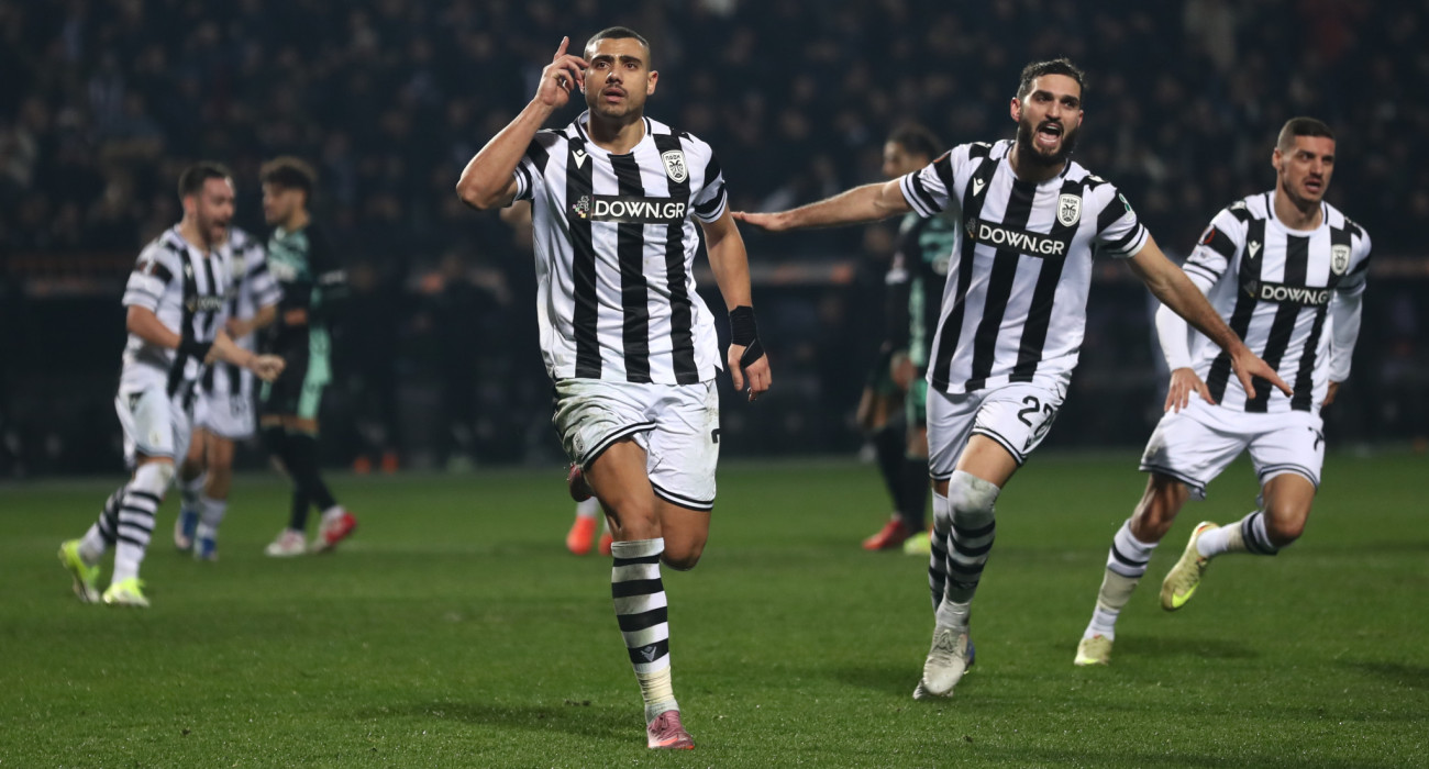Οι παίκτες του ΠΑΟΚ πανηγυρίζουν το 2-0 κόντρα στη Μπέτις / Πηγή: Eurokinissi