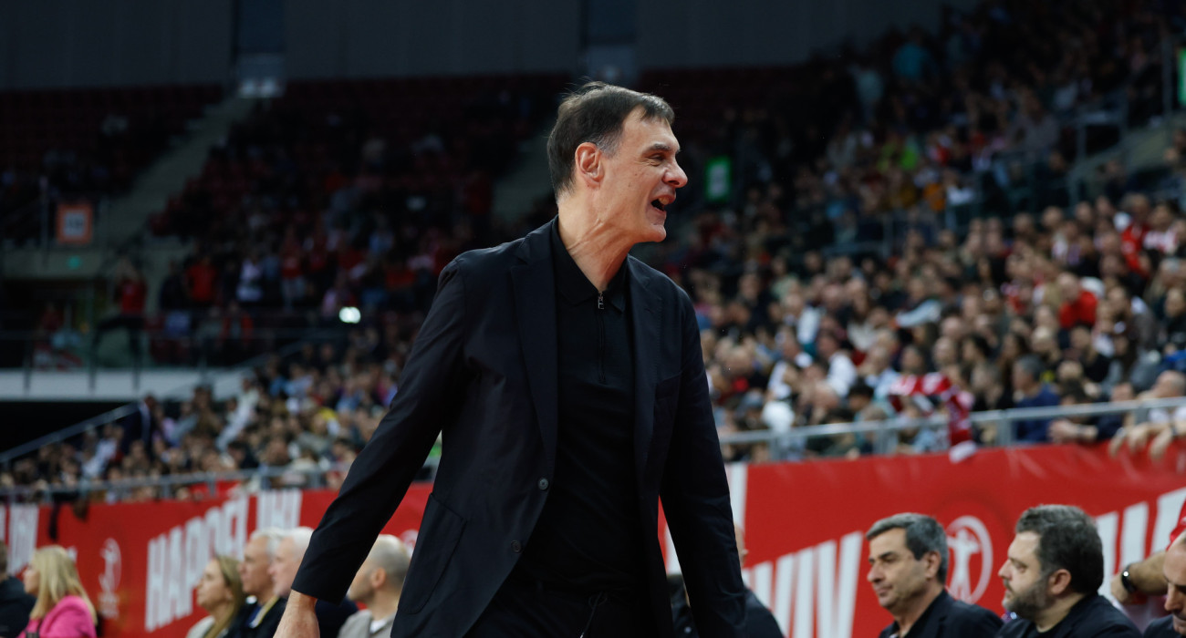 Ο Γιώργος Μπαρτζώκας μετά τη μεγάλη νίκη του Ολυμπιακού κόντρα στη Χάποελ Τελ Αβίβ, Πηγή: Eurokinissi
