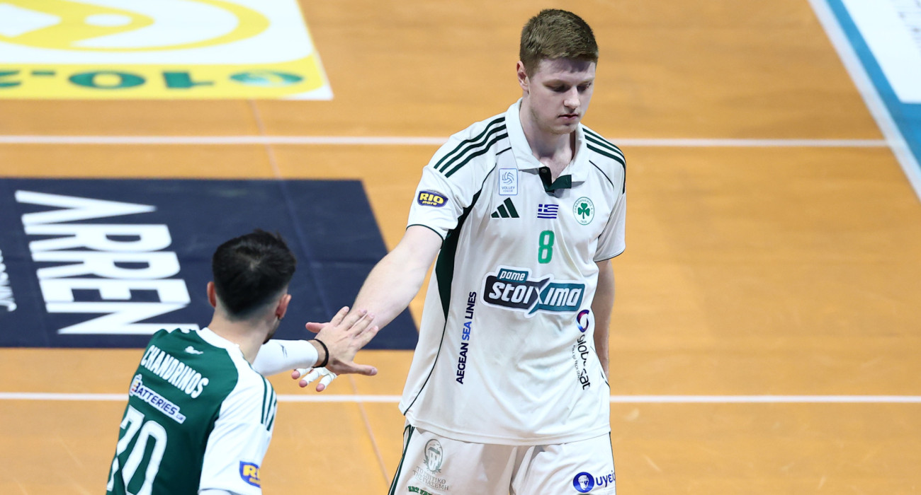 Χανδρινός και Νίλσεν στον δεύτερο τελικό του Παναθηναϊκού με τον ΠΑΟΚ στη Novibet Volley League / Πηγή: Eurokinissi
