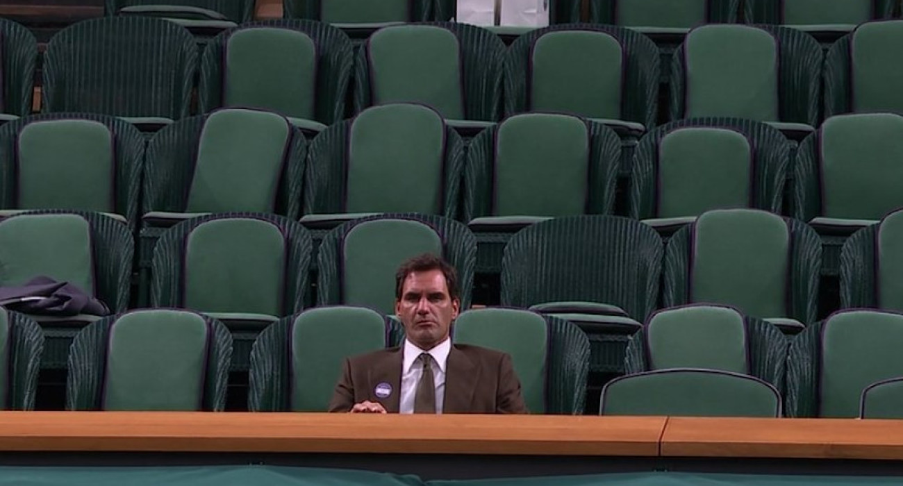 Ο Φέντερερ στο Royal Box του Wimbledon/ screenshot