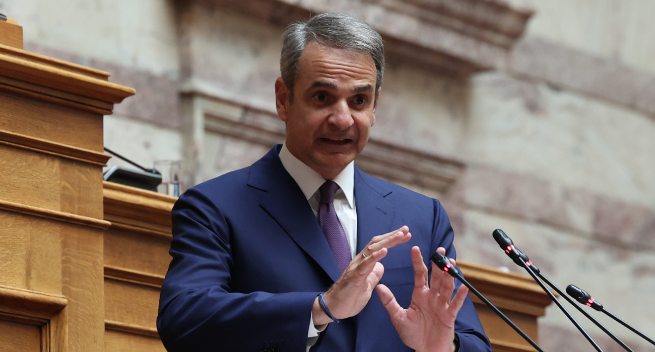 Ο Κυριάκος Μητσοτάκης από το βήμα της Βουλής - Πηγή: Intime