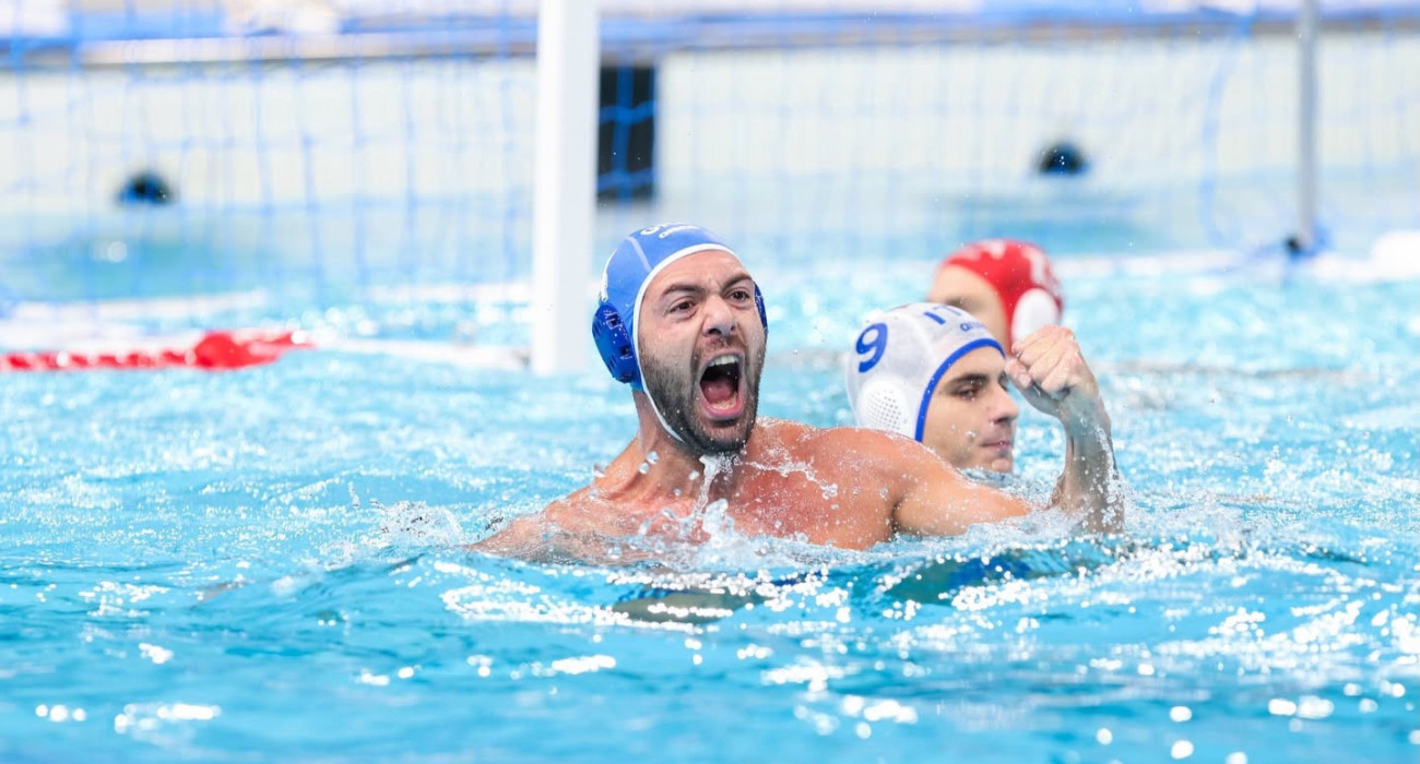 Ο Κώστας Γκιουβέτσης πανηγυρίζει / Πηγή: Hellenic Water Polo