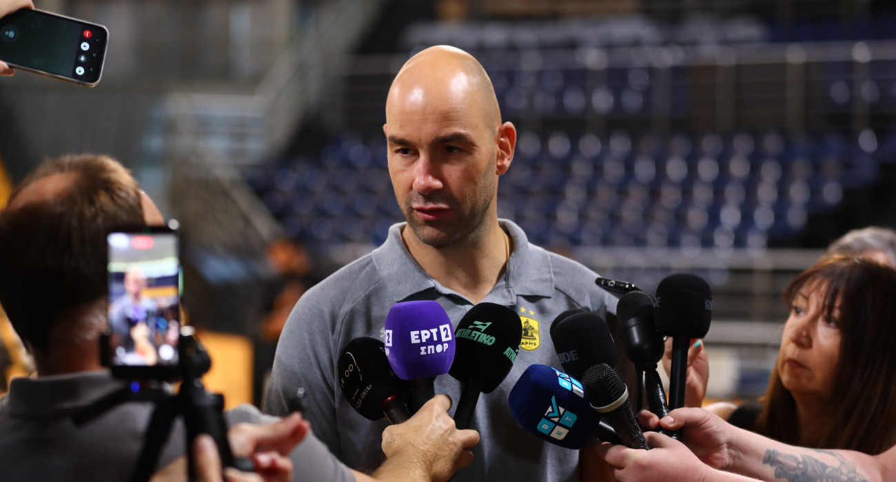 Ο Βασίλης Σπανούλης κατά τη διάρκεια της media day του Άρη / Πηγή: eurokinissi