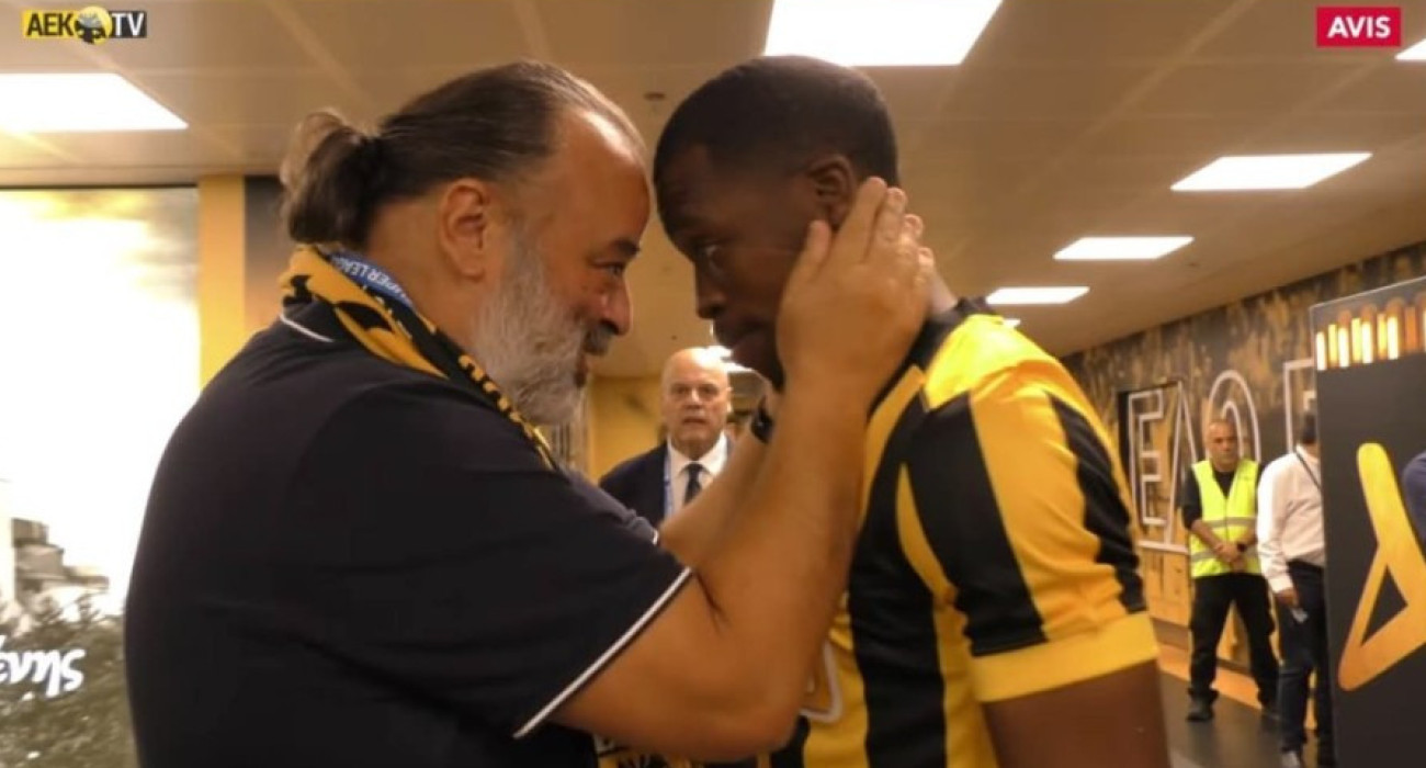 Μάριος Ηλιόπουλος και Ντέρεκ Κουτέσα πριν το ΑΕΚ-ΟΦΗ / Screenshot