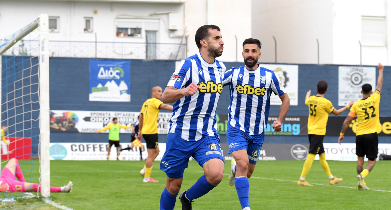 Ο Μάντζης πέτυχε το γκολ της νίκης για τη Νίκη Βόλου κόντρα στην Αναγέννηση Καρδίτσας / Πηγή: Intime