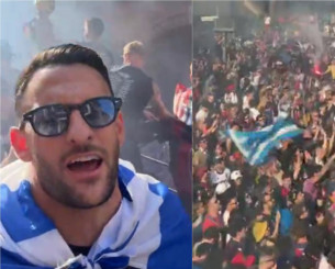 «Χαμός» στην παρέλαση τίτλου της Μπολόνια - Με ελληνική σημαία ο Λυκογιάννης (video)