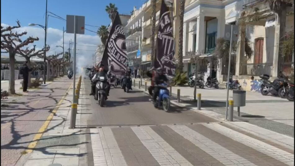 Μηχανοκίνητη πορεία των οπαδών της Καλαμάτας πριν τη φιέστα (video)