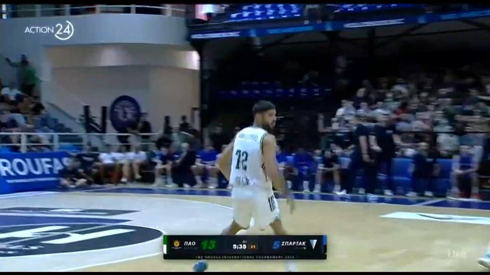 «Βροχή» τριπόντων από τον Παναθηναϊκό στο πρώτο δεκάλεπτο κόντρα στην Σπαρτάκ (video)