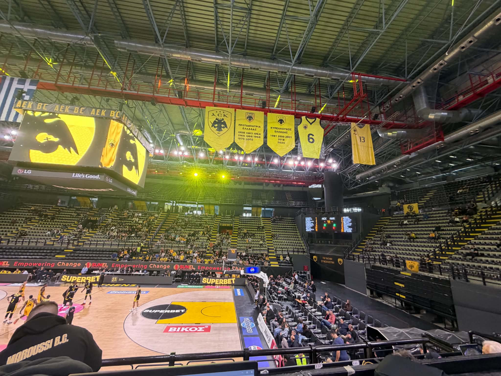 Σχεδόν άδεια η Sunel Arena στην πρεμιέρα της ΑΕΚ στη Stoiximan GBL